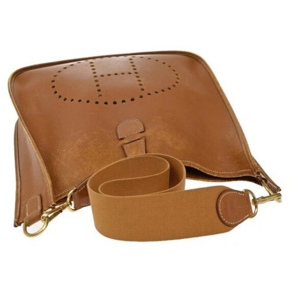 HERMES Evelyne GM Shoulder Bag Square A Courchevel Leather Brown GHW 600RF738 - Picture 5 of 13